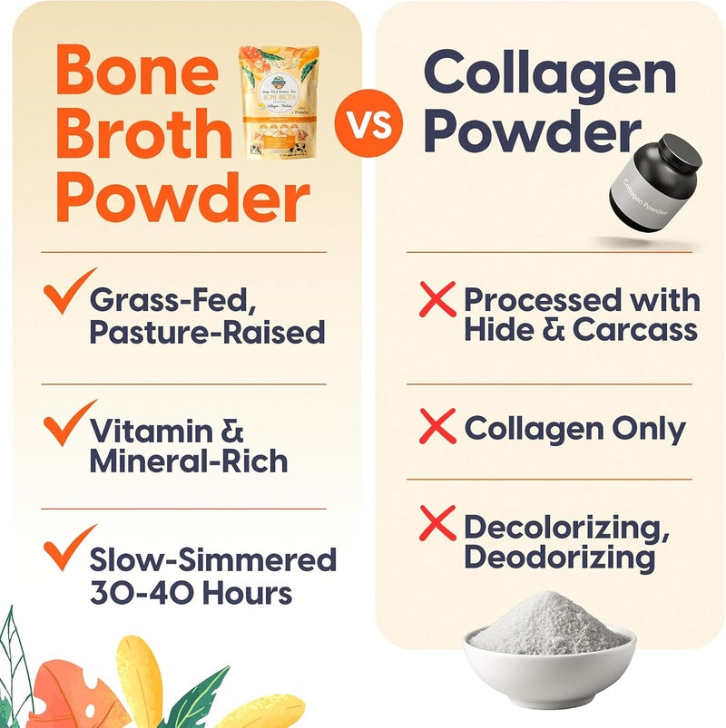 Paradise Naturals Grass-Fed & Hormone-Free Bone Broth Powder with Protein and Collagen - Unsalted (8 Servings) - Image 5