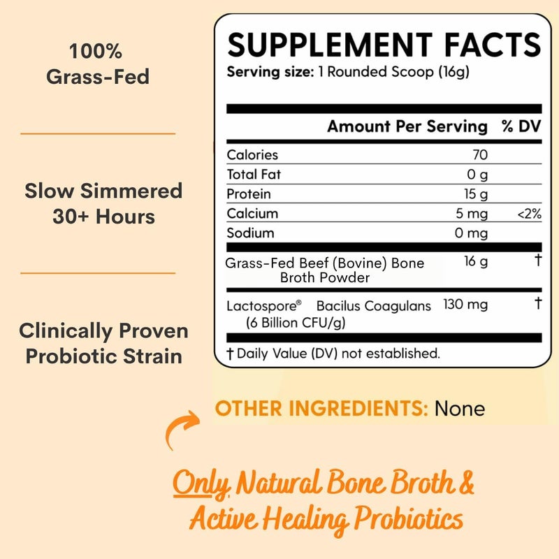 Paradise Naturals Grass-Fed & Hormone-Free Bone Broth Powder with Protein and Collagen - Unsalted (8 Servings) - Image 3