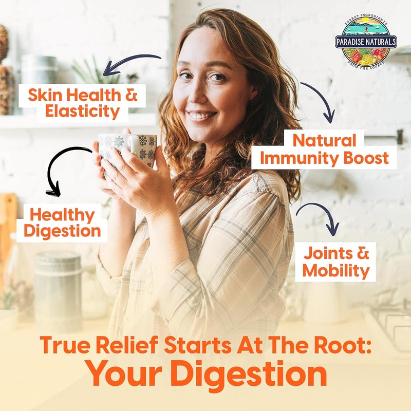 Paradise Naturals Grass-Fed & Hormone-Free Bone Broth Powder with Protein and Collagen - Unsalted (8 Servings) - Image 2