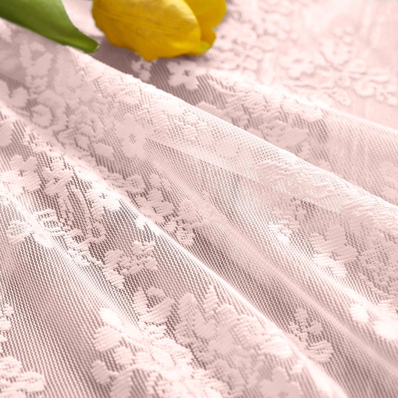 YJ YANJUN Pink Bathroom Window Curtain Short Princess Curtains for Little Girls Room Half Curtains for Windows Tier Voile Cafe Curtain 30 Inch Length for Kitchen Bedroom Rod Pocket Pink Boho Decor - Image 4