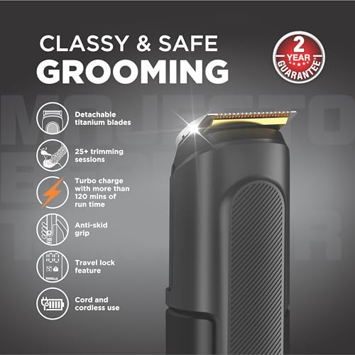 Havells Majesto Beard Trimmer BT8888|IPX7 Fully Washable|Trimmer for Men|With 40 Length Settings|Titanium Blade|For No Nicks & Cuts|Digital Display|Dual Speed Mode|Turbo Charge with 120 mins run time - Image 3