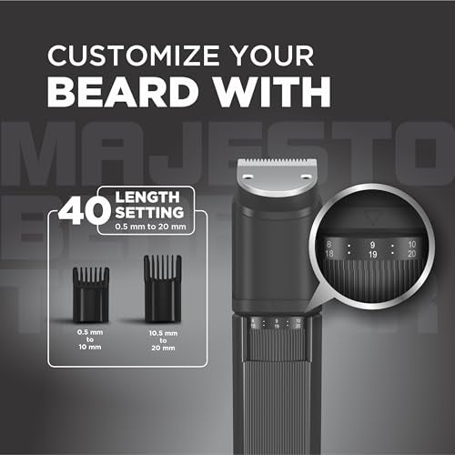 Havells Majesto Beard Trimmer BT8888|IPX7 Fully Washable|Trimmer for Men|With 40 Length Settings|Titanium Blade|For No Nicks & Cuts|Digital Display|Dual Speed Mode|Turbo Charge with 120 mins run time - Image 4