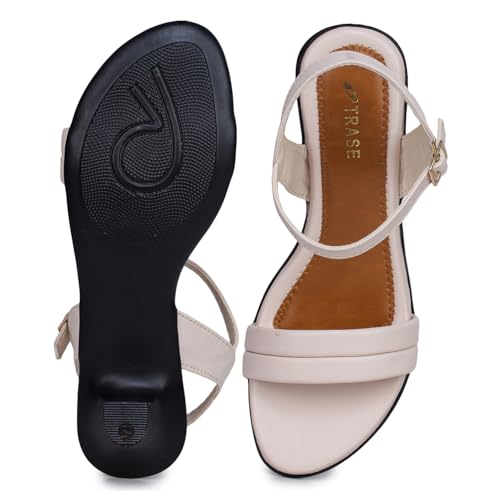 TRASE Women’s Fashion Kitten Heels Sandals | Elegant & Comfortable Block Heel for Women | Perfect Footwear for Festive, Wedding, Office & Everyday Style (Cream, 5 UK) - Image 5