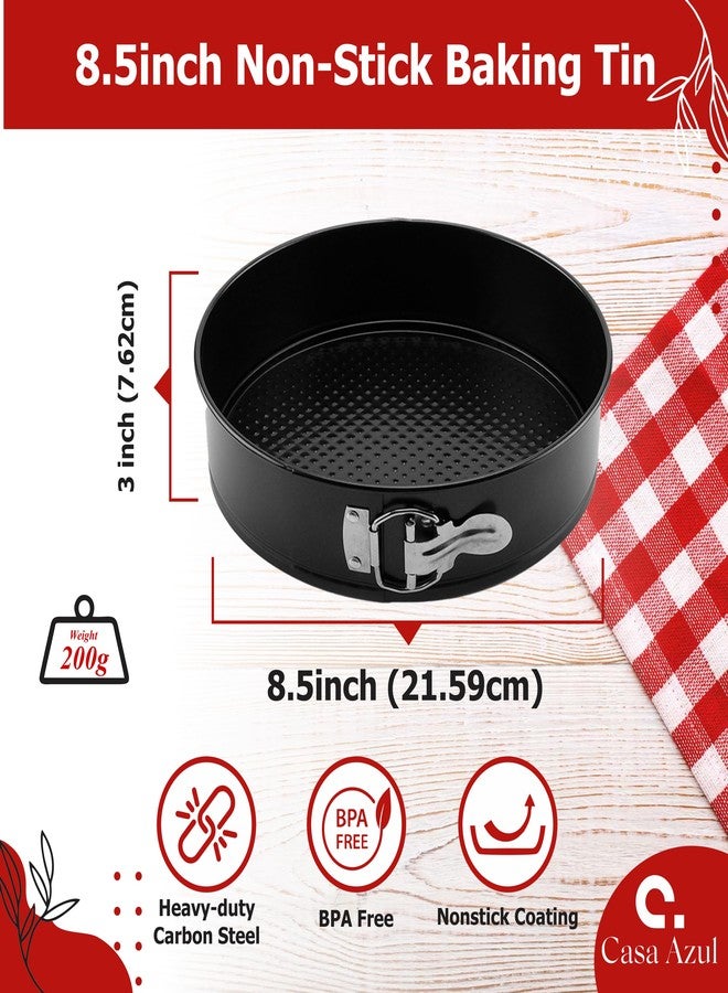 Casa Azul 8.5 Inch Springform Pan, Non Stick Cheesecake Pan/Round Cake Pan/Springform Cake Tin With Removable Bottom And Quick-Release Latch (Pack Of 1), Black - Image 3
