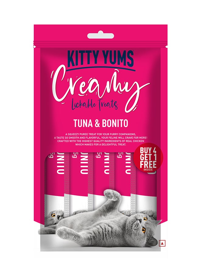 Kitty Yums Creamy Lickable Cat Treats  Tuna & Bonito 5 x 15g - Image 2