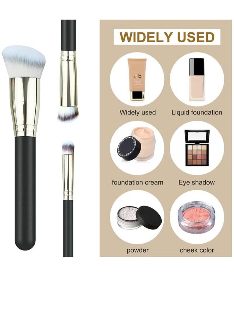 GOOD DEAL 3 PCS Foundation Concealer Brushes, Under Eye Mini Angled Brush, Nose Contour Brush, Small Makeup Foundation Brushes for Blending Liquid Cream and Powder Buffing Stippling  - Image 4