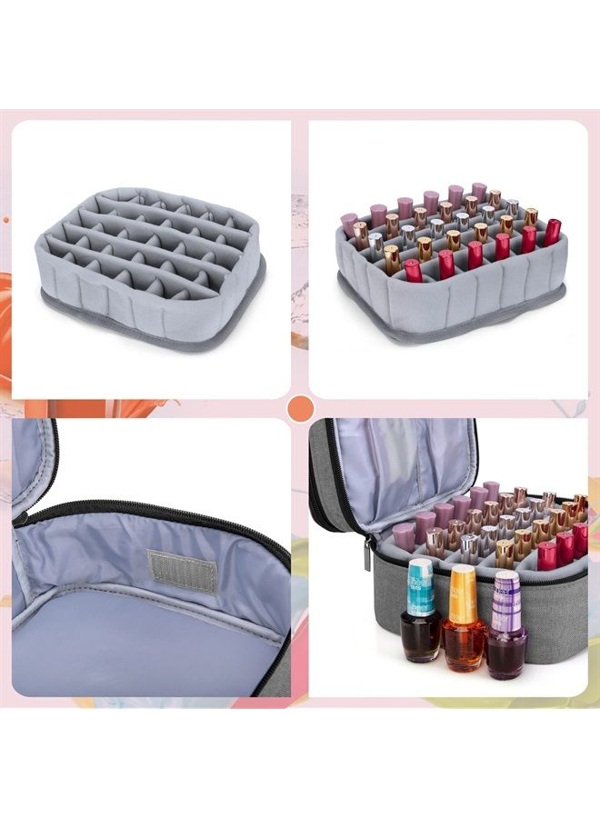 LUXJA حقيبة طلاء الأظافر - تحمل 30 زجاجة (15 مل - 0.5 أونصة سائلة)، منظم بطبقتين لطلاء الأظافر ومجموعة العناية بالأظافر، رمادي (حقيبة فقط) - Image 4