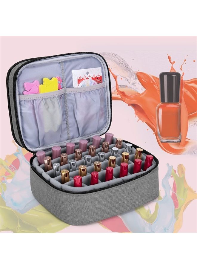 LUXJA حقيبة طلاء الأظافر - تحمل 30 زجاجة (15 مل - 0.5 أونصة سائلة)، منظم بطبقتين لطلاء الأظافر ومجموعة العناية بالأظافر، رمادي (حقيبة فقط) - Image 3