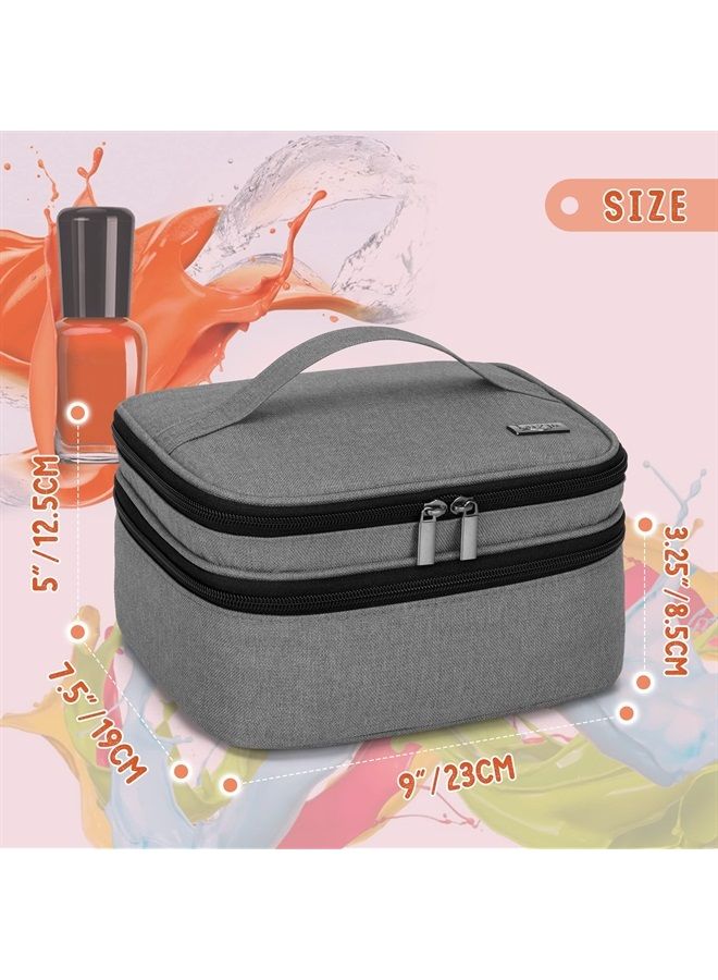 LUXJA حقيبة طلاء الأظافر - تحمل 30 زجاجة (15 مل - 0.5 أونصة سائلة)، منظم بطبقتين لطلاء الأظافر ومجموعة العناية بالأظافر، رمادي (حقيبة فقط) - Image 5