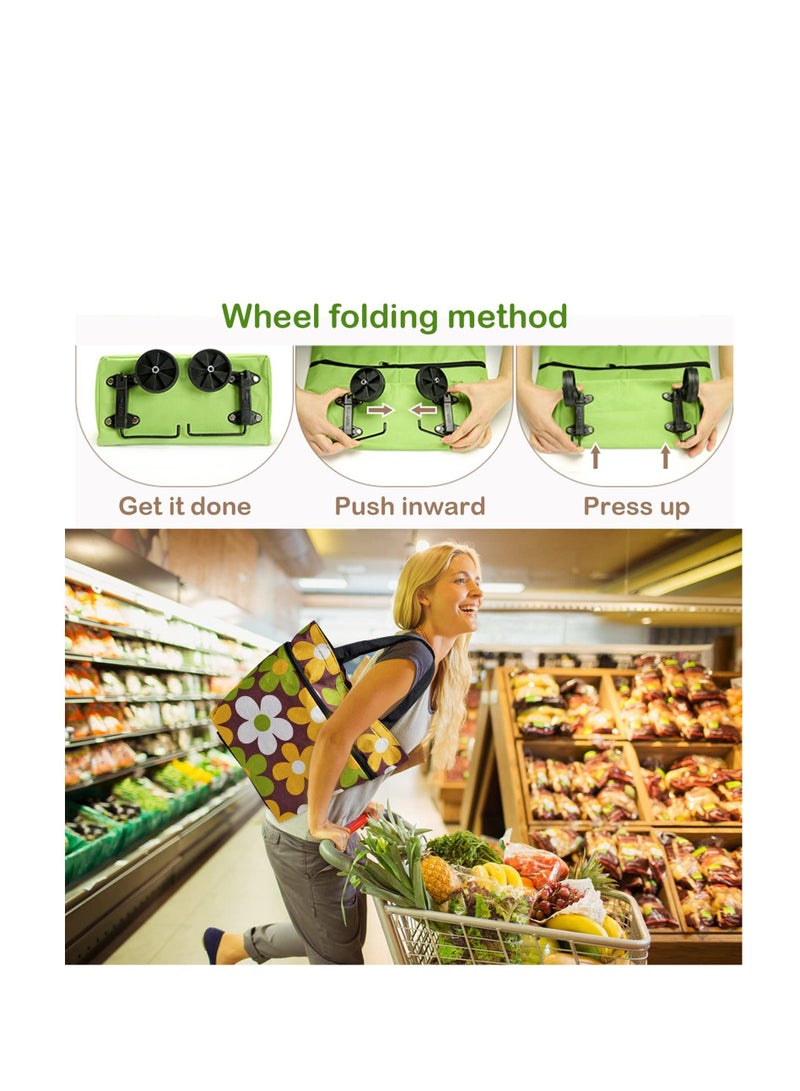 Excefore Foldable Collapsible Trolley Bag, Portable and Foldable Shopping Trolley Bag Oxford Cloth Foldable Bag for Home Supermarket (40 x 45 cm) - Image 2