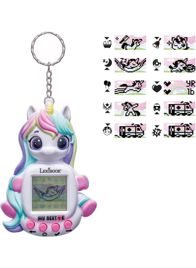Lexibook My Best-E Unicorn Console JLMBUNI for Kids, Portable Virtual Pet Game with LCD Screen and Keychain, Interactive Unicorn Toy Console with Animations and Mini Games, Lightweight Travel-Friendly Digital Pet Toy for Boys and Girls, Pink Cute Unicorn Handheld Console - Image 2