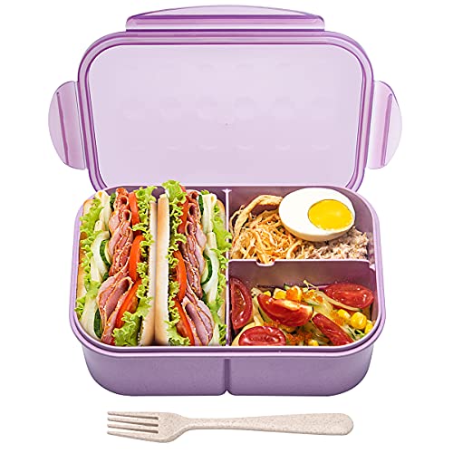 MISS BIG® Bento Box,Bento Box Adult,Lunch Box,Leak Proof Lunch Containers,No BPAs and No Chemical Dyes Bento Lunch Box,Dishwasher and Microwave Safe Lunch Containers for Adults(1900ml Purple) - Image 1
