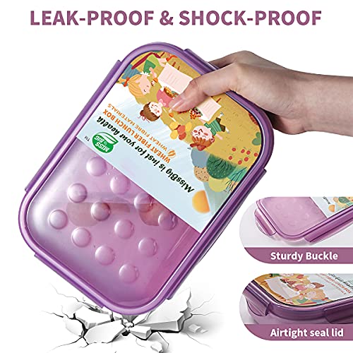 MISS BIG® Bento Box,Bento Box Adult,Lunch Box,Leak Proof Lunch Containers,No BPAs and No Chemical Dyes Bento Lunch Box,Dishwasher and Microwave Safe Lunch Containers for Adults(1900ml Purple) - Image 2