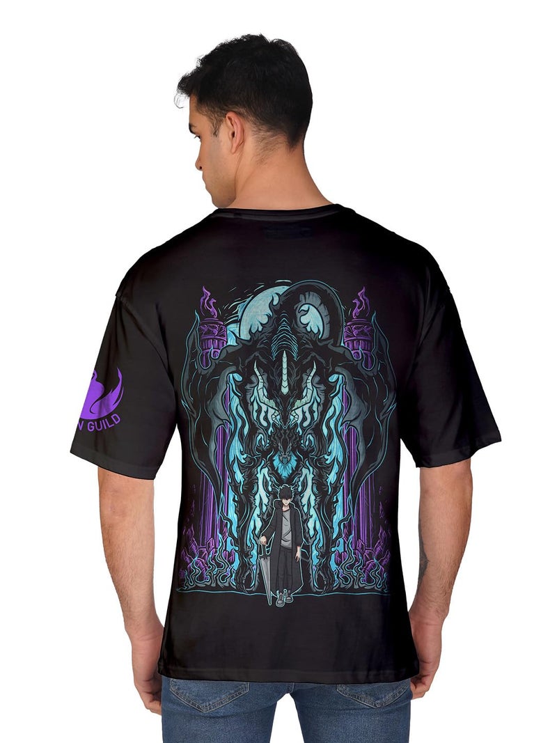 crazymonk Unisex Cotton Solo Leveling Level Up Oversized T-Shirt - Black, Xxl - Image 3