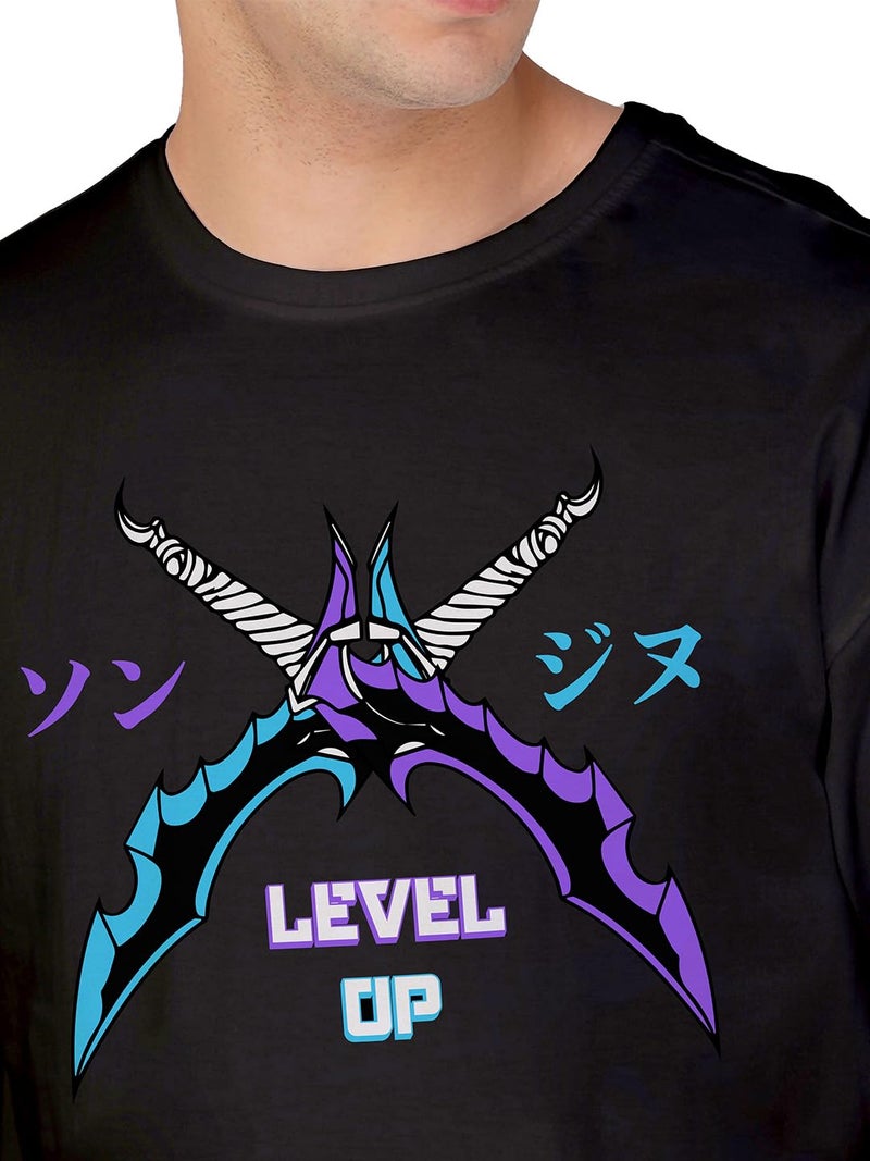 crazymonk Unisex Cotton Solo Leveling Level Up Oversized T-Shirt - Black, Xxl - Image 4