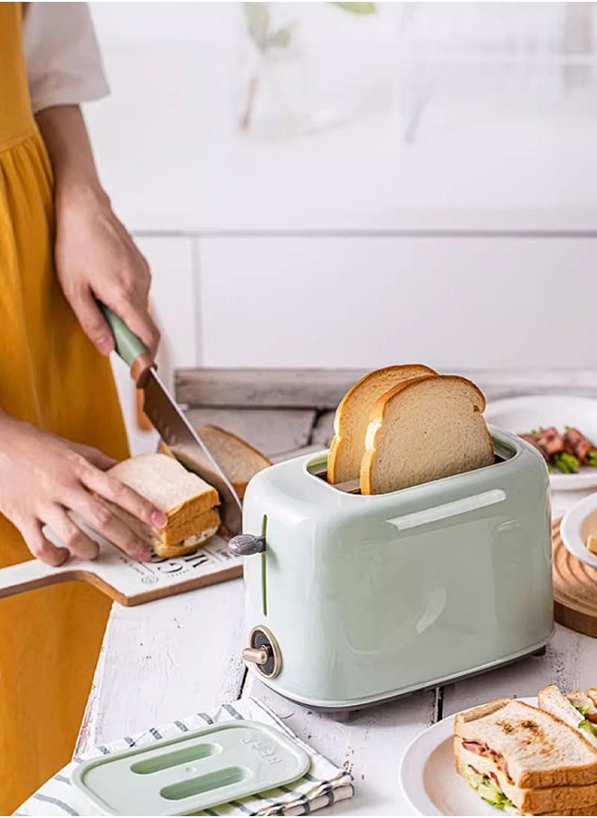 Bear - 2 Slice Bread Toaster - Stainless Steel Toaster with Removable Crumb Tray and Dust Lid - Wide Slot Toaster with 6 Browning Levels - Bread Baking Machine - 650W - Image 1