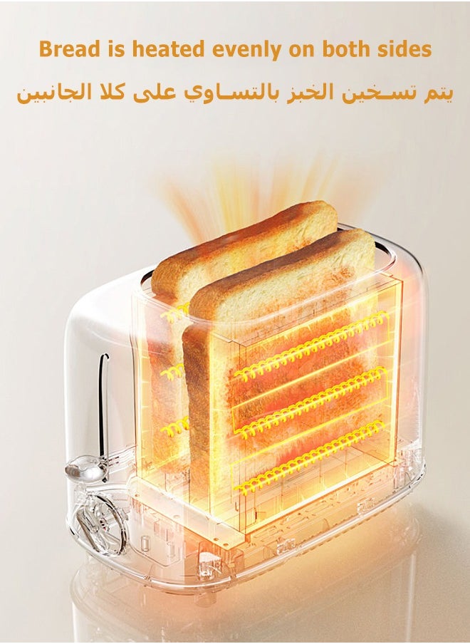 Bear - 2 Slice Bread Toaster - Stainless Steel Toaster with Removable Crumb Tray and Dust Lid - Wide Slot Toaster with 6 Browning Levels - Bread Baking Machine - 650W - Image 1