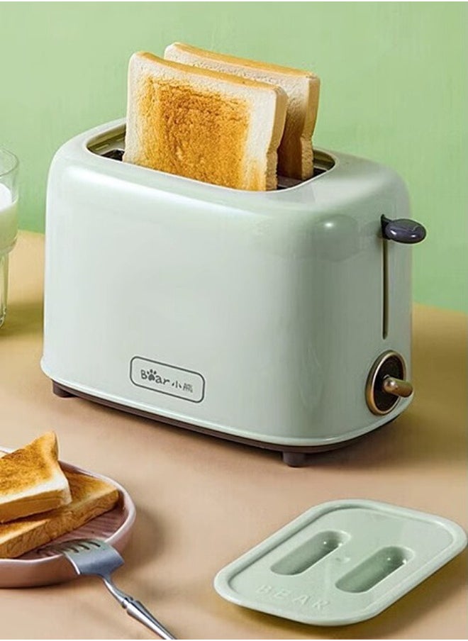 Bear - 2 Slice Bread Toaster - Stainless Steel Toaster with Removable Crumb Tray and Dust Lid - Wide Slot Toaster with 6 Browning Levels - Bread Baking Machine - 650W - Image 1