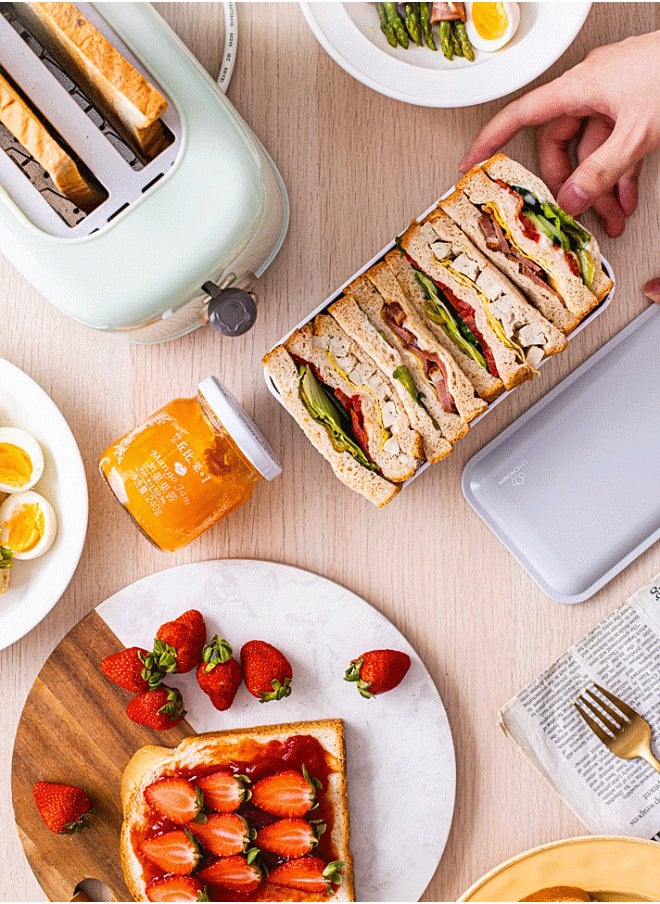 Bear - 2 Slice Bread Toaster - Stainless Steel Toaster with Removable Crumb Tray and Dust Lid - Wide Slot Toaster with 6 Browning Levels - Bread Baking Machine - 650W - Image 1