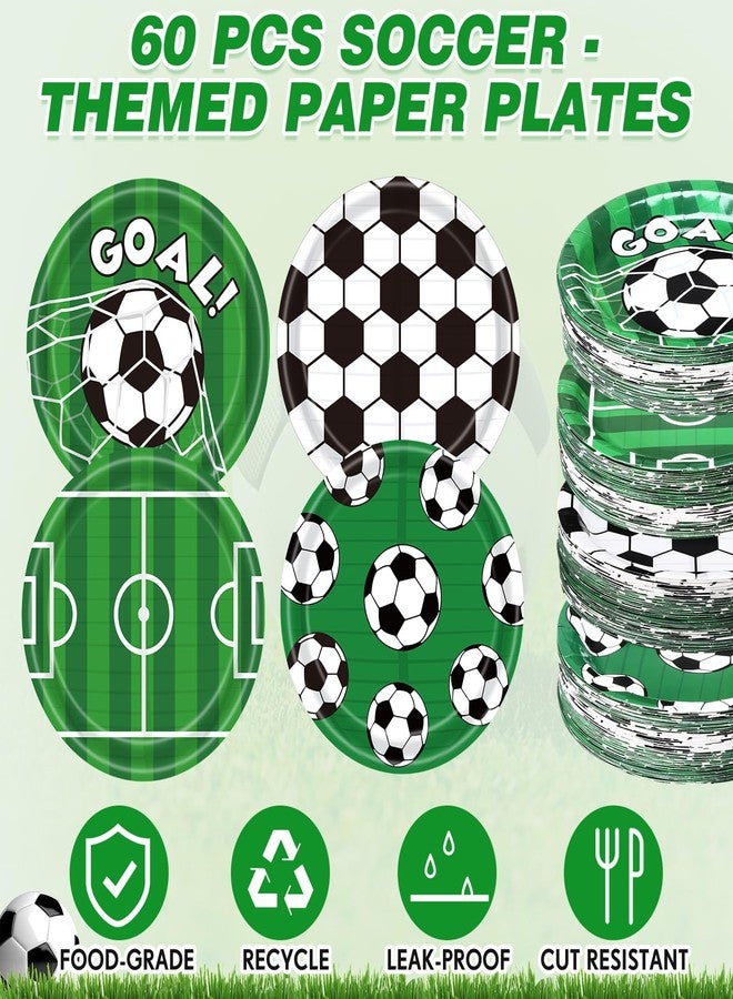 Funnymoom 60 Pcs Soccer Paper Plates Party Supplies 9 Inch Soccer Birthday Disposable Plates for Kids Boys Adults Game Day Birthday Party Decorations - Image 3