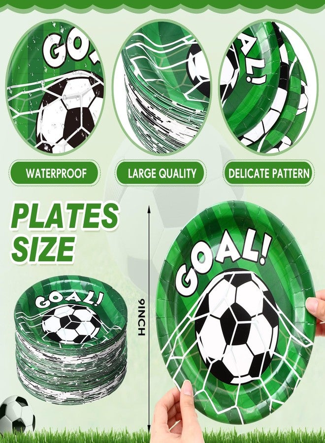 Funnymoom 60 Pcs Soccer Paper Plates Party Supplies 9 Inch Soccer Birthday Disposable Plates for Kids Boys Adults Game Day Birthday Party Decorations - Image 2