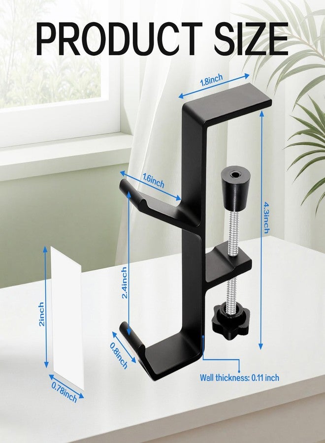 Rimoev 2 Pcs Under Desk Headphone Holder, Purse Hook for Table, Adjustable Arm Clamp Heavy Duty Purse Hanger, No Scratch, Adjustable Screw for Desk Can Hook Bags, Umbrellas, Keys, Cups and Headphone (Black) - Image 2