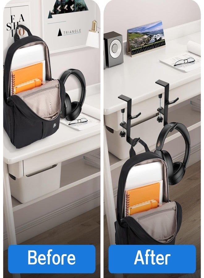 Rimoev 2 Pcs Under Desk Headphone Holder, Purse Hook for Table, Adjustable Arm Clamp Heavy Duty Purse Hanger, No Scratch, Adjustable Screw for Desk Can Hook Bags, Umbrellas, Keys, Cups and Headphone (Black) - Image 4