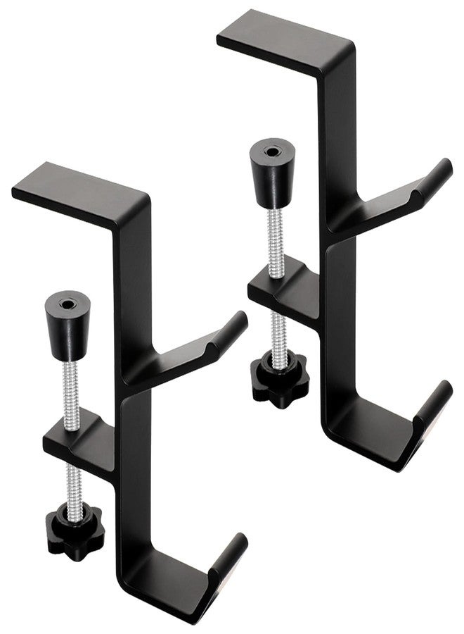 Rimoev 2 Pcs Under Desk Headphone Holder, Purse Hook for Table, Adjustable Arm Clamp Heavy Duty Purse Hanger, No Scratch, Adjustable Screw for Desk Can Hook Bags, Umbrellas, Keys, Cups and Headphone (Black) - Image 1