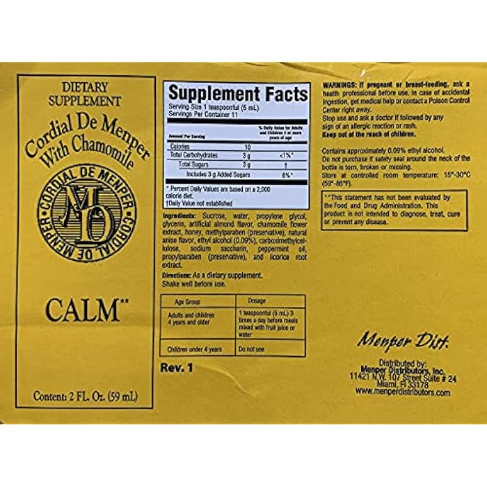 Cordial De Menper with Chamomile 2oz Dietary Supplement - Image 3