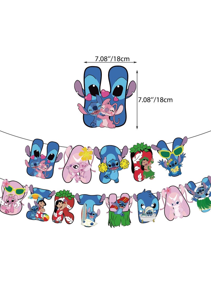 STITCH - مجموعة مستلزمات حفلات أعياد الميلاد مكونة من 37 قطعة، بما في ذلك قماش خلفية بالغرز (مقاس 150 سم × 100 سم) - Image 1