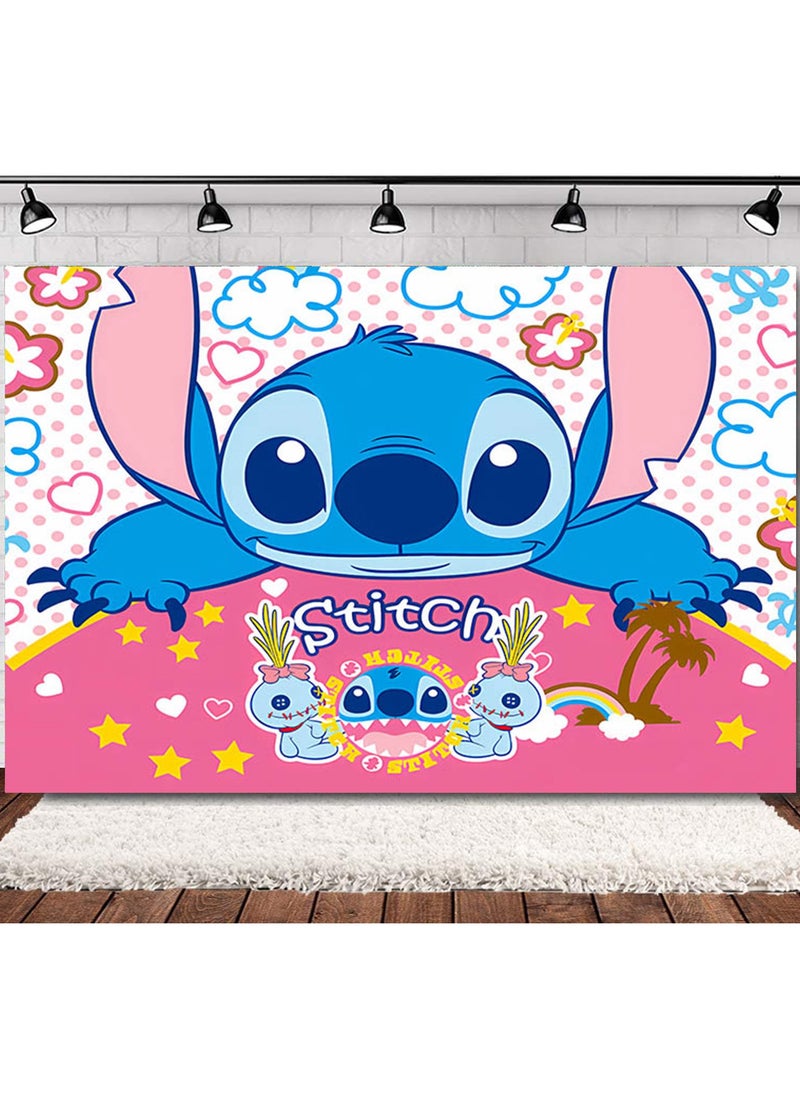 STITCH - مجموعة مستلزمات حفلات أعياد الميلاد مكونة من 37 قطعة، بما في ذلك قماش خلفية بالغرز (مقاس 150 سم × 100 سم) - Image 1