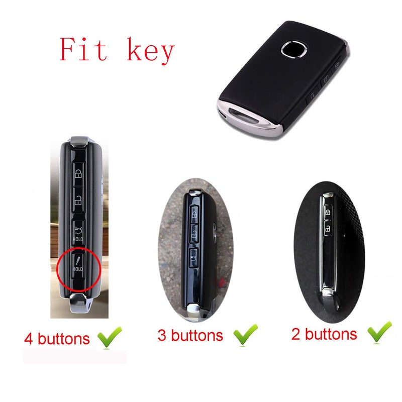Royalfox(TM) 2/3/4 Buttons Hard PC Smart keyless Side Buttons Remote Key Fob case Cover for 2019-2021 Mazda 3, Mazda 3 Hatchback, Mazda CX4 CX5 CX8 CX9 CX-30, Mazda 6 WAZSKE11D01 (Black with Blue) - Image 2