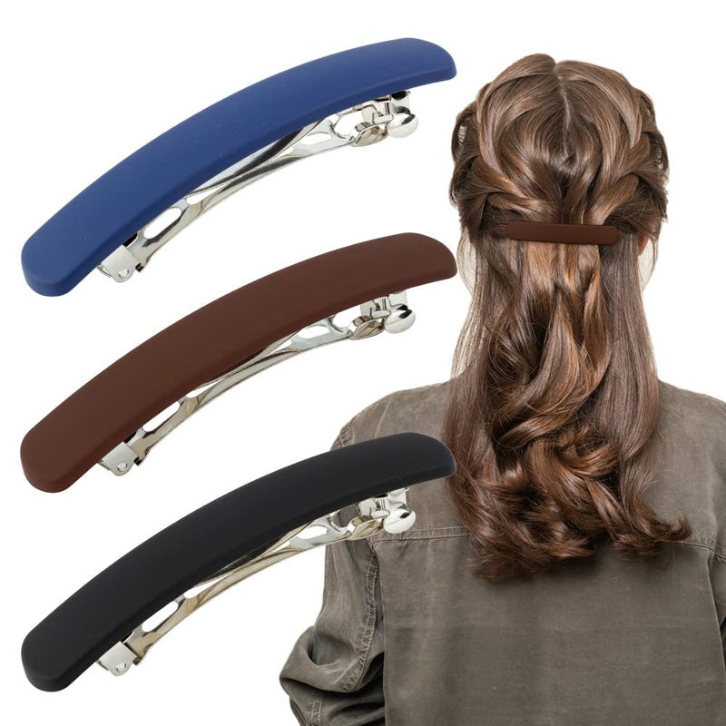 Atoden ATODEN Hair Claw Clips for Women - 3Pcs Matte Barrettes for Thin Fine Hair, 3.54" Flat Pins, French Clips for Short Medium Hair, Hair Accessories Gifts