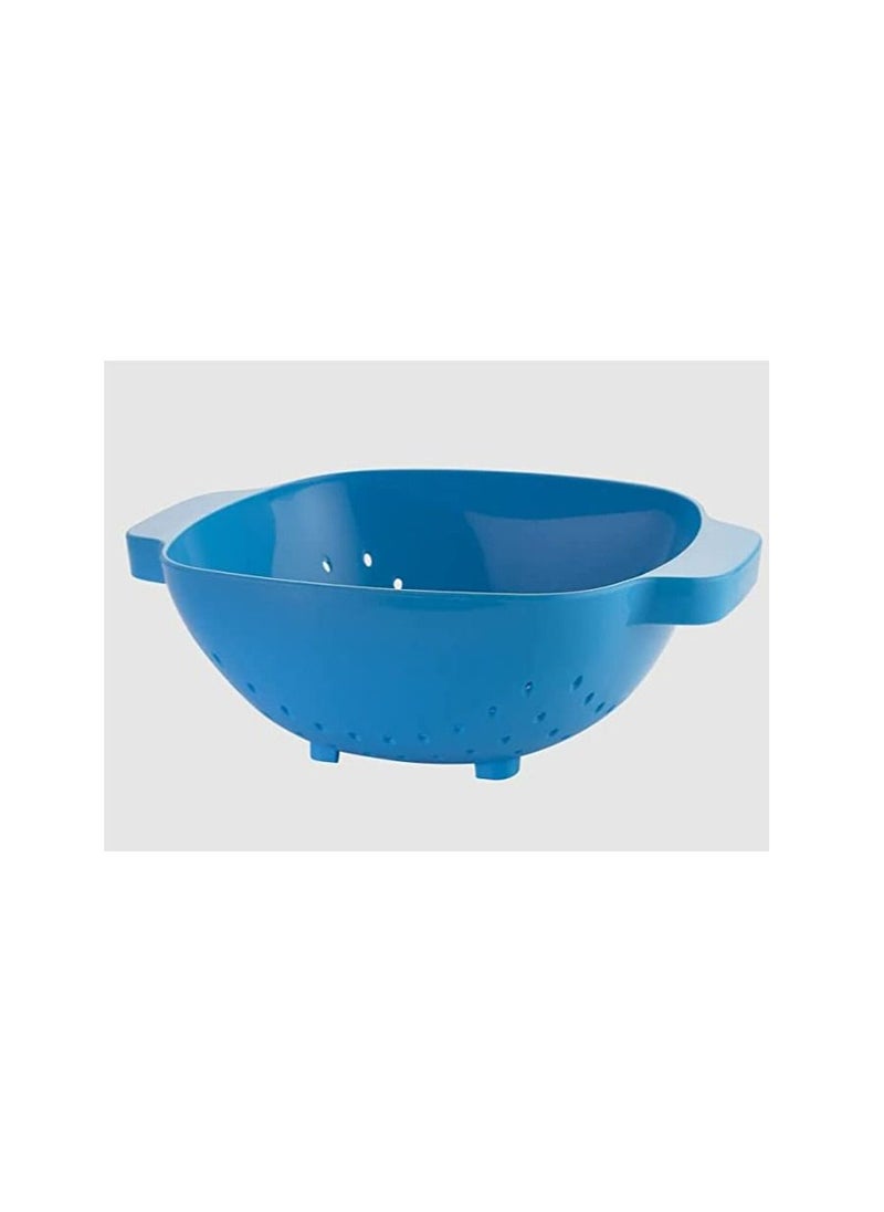 m-design - Plastic kitchen colander strainer for food with handle, drain basket for kitchen , 2.3 liters, blue - Image 1