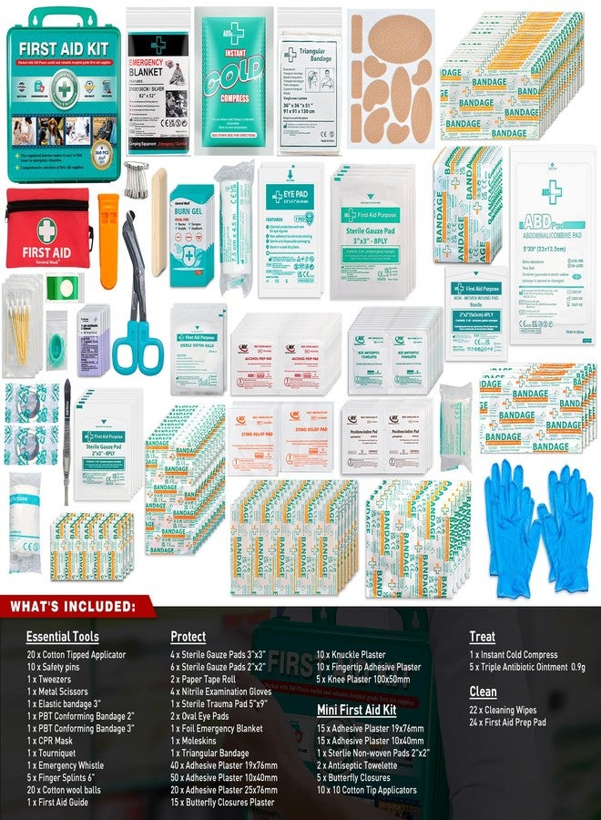 General Medi 360 Pieces Hardcase First Aid Kit - Comprehensive Large First Aid Box Contains Premium Medical Supplies for Travel, Home, Office, Vehicle, Camping, Workplace & Outdoor - Image 2