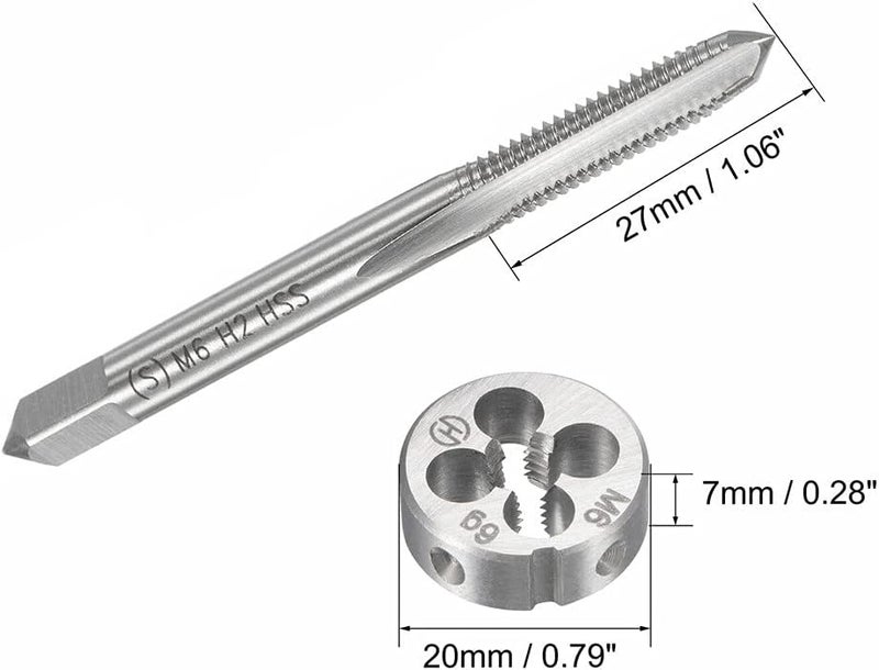 Mactoom M6mm x 1 HSS Metric Tap and Die Set Right Hand Thread,Tapping DIY Tool 3pcs (M6 x 1mm) - Image 2
