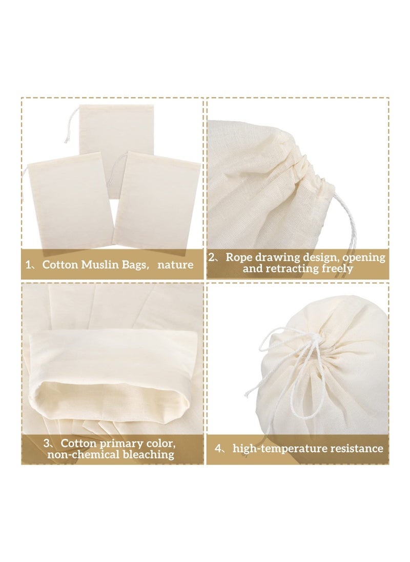 Excefore 50 Pieces Cheesecloth Bags for Straining Reusable Empty Tea Bags Soup Bags Spice Bags for Cooking Cold Brew Coffee Bags Strainer Bags (6 x 8 Inch)  - Image 3