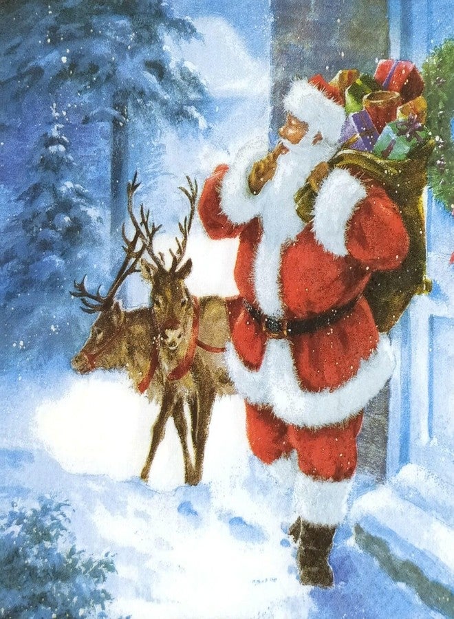Importer AM AM Décor 20 Count Luncheon Paper Christmas Napkins Holiday Dinner Party Decorative Decoupage - 13" x 13" (Unfolded) Santa with Deers - Image 3
