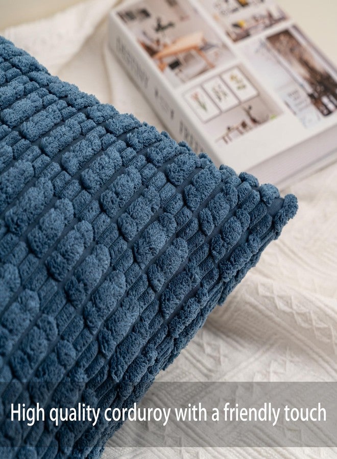 Aegero طقم أغطية وسائد زينة من المخمل المضلع من إيجيرو، قطعتان، مقاس 24 × 24 بوصة، أغطية وسائد ناعمة مخططة، ديكور منزلي عصري على طراز المزرعة، مناسب للأريكة وغرفة المعيشة والسرير (لون أزرق مخضر) - Image 2