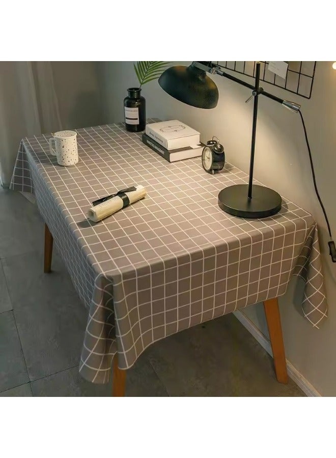 هابي هوم مفرش طاولة مقاوم للماء من بلاستيك PVC، مفرش طاولة مستطيل خالٍ من أنيق ومقاوم للغبار (137 × 183 سم ) بنى - Image 3