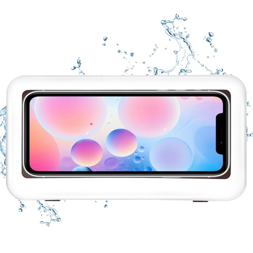 KUNSLUCK Shower Phone Holder Waterproof, Anti-Fog Touch Screen Wall Mount Case for Bathroom Mirror Bathtub, Compatible with 4.7"-6.8" Mobile Phones - Image 1