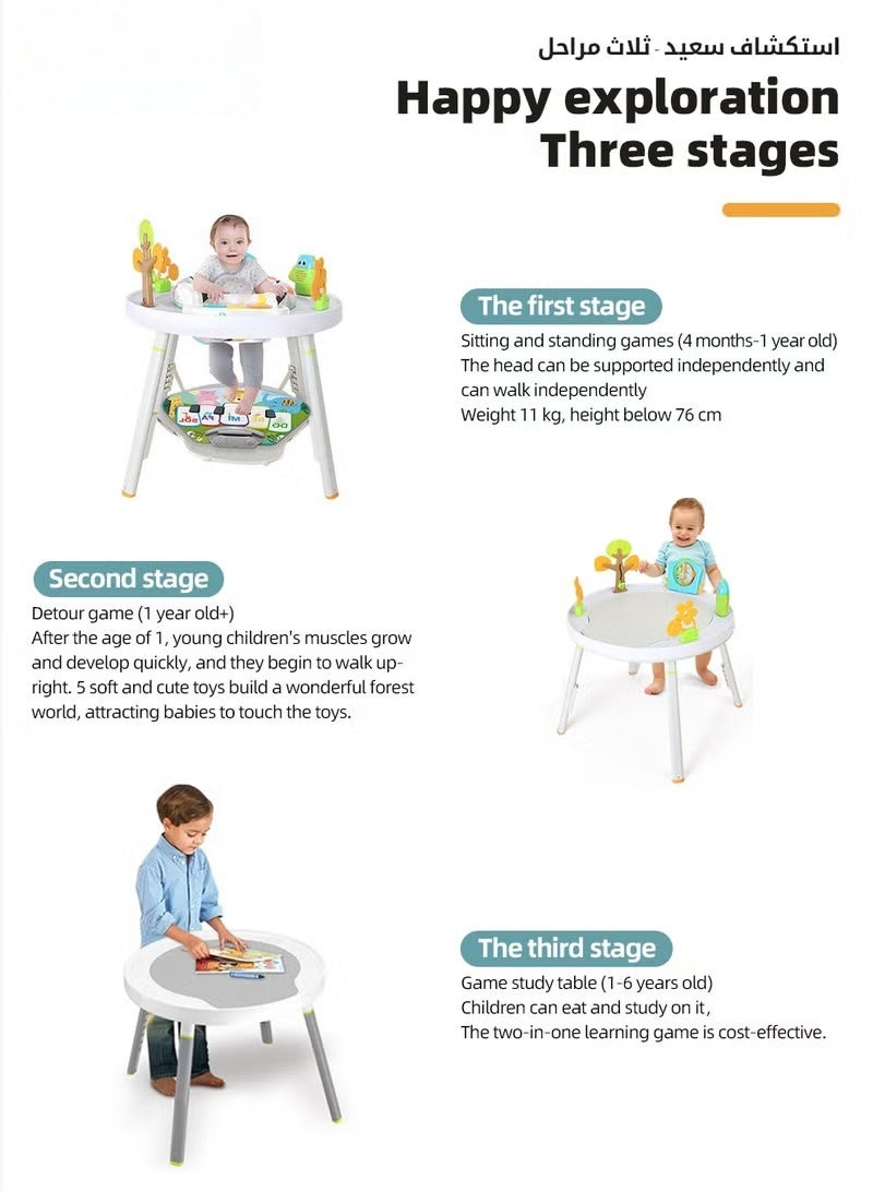 هوكور Baby Jumper, قابل للتعديل Baby Bouncer, طاولة النشاط متعددة الوظائف, المشي و Jumperoo, مركز اللعب التفاعلي للأطفال, مع أضواء الموسيقى والأصوات, لمدة 4 أشهر إلى 6 سنوات الرضع والأطفال الصغار - Image 3