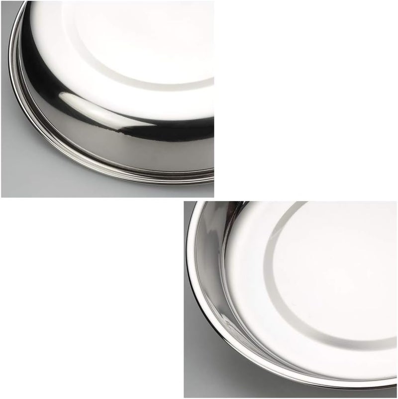 Qskely Stainless Steel Dinner Round Plates 4 Pack Food Grade Stainless Steel Plates - Image 3