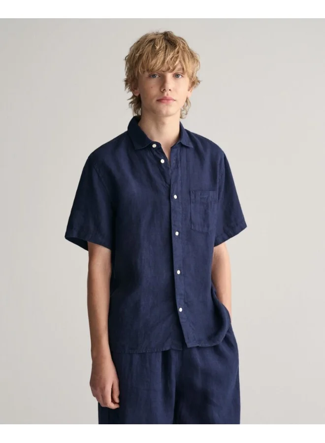 غانت Gant Teens Linen Short Sleeve Shirt
