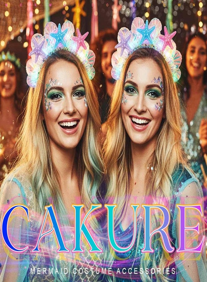 CAKURE Mermaid Headband Light Up Starfish Headpiece Mermaid Hair Accessories for Women - Image 5