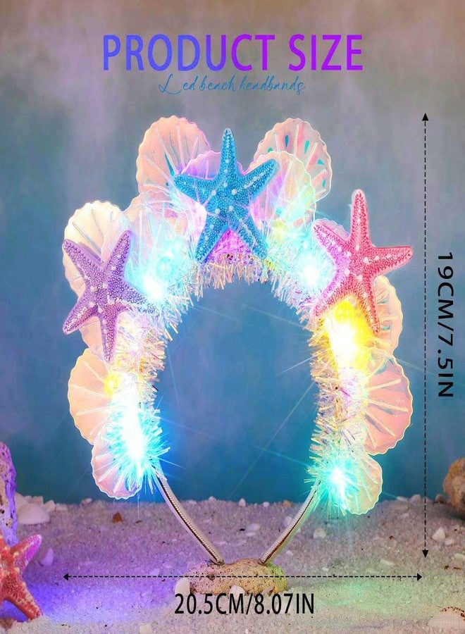 CAKURE Mermaid Headband Light Up Starfish Headpiece Mermaid Hair Accessories for Women - Image 2