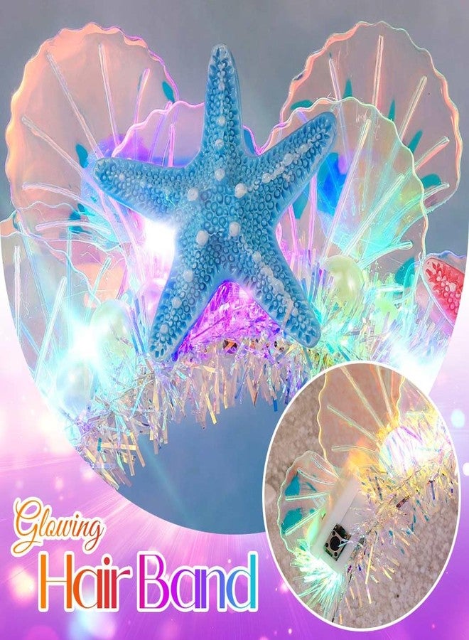 CAKURE Mermaid Headband Light Up Starfish Headpiece Mermaid Hair Accessories for Women - Image 4