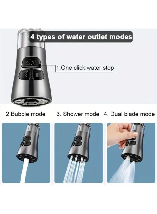 Gray 360 Rotatable Kitchen Faucet Extender with 4 Water Flow Modes Stainless Steel Filter - Image 5