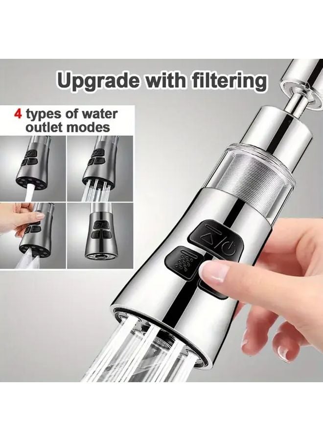 Gray 360 Rotatable Kitchen Faucet Extender with 4 Water Flow Modes Stainless Steel Filter - Image 2