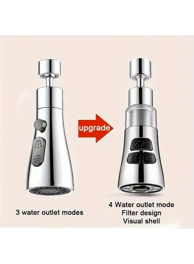 Gray 360 Rotatable Kitchen Faucet Extender with 4 Water Flow Modes Stainless Steel Filter - Image 3